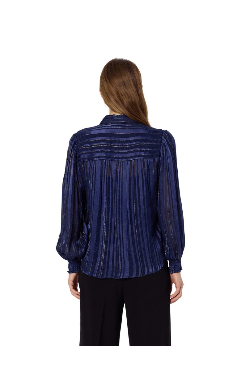 GERARD DAREL Annick Sheer Lurex Stripe Blouse, Alternate, color, Ink