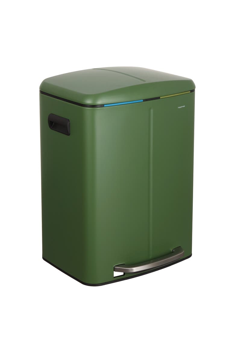 Marco Rectangular Dual Compartment Trash Can with Soft-Close Lid, Main, color, Pine Green