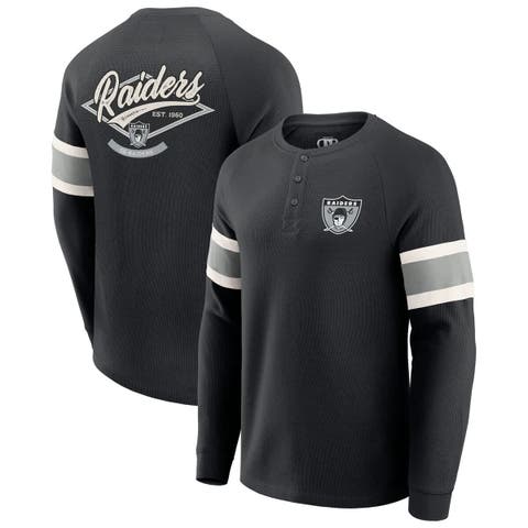 Men's Darius Rucker Collection by Fanatics Black Las Vegas Raiders Waffle-Knit Raglan Long Sleeve Henley T-Shirt