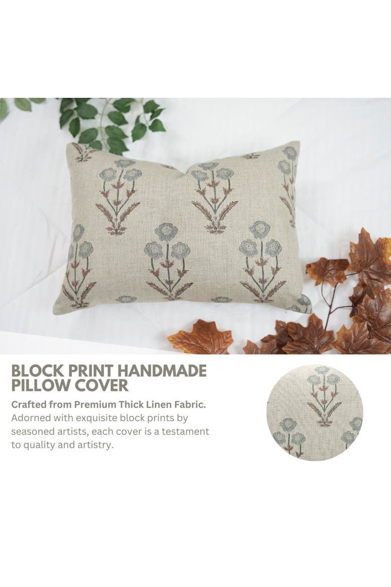 Amitabh Handmade Block Printed Linen Cover, Alternate, color, Grey
