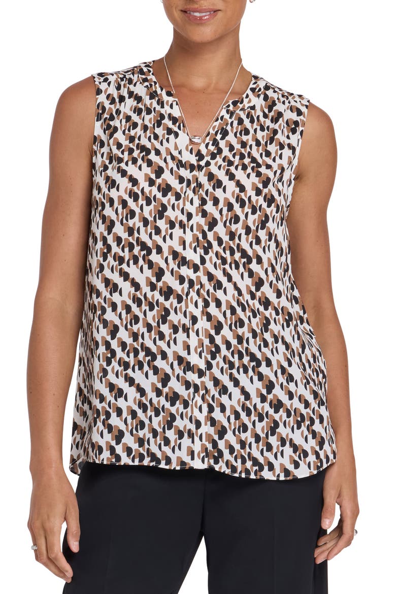 Print Pleat Back Sleeveless Split Neck Blouse (Nordstrom Exclusive), Main, color, GEO GALA