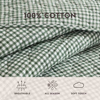 Gracies Gingham Cotton Quilt & Sham Set
