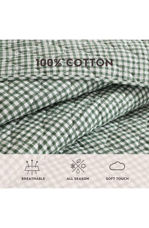 Laura Ashley Gracies Gingham Cotton Quilt & Sham Set In Green