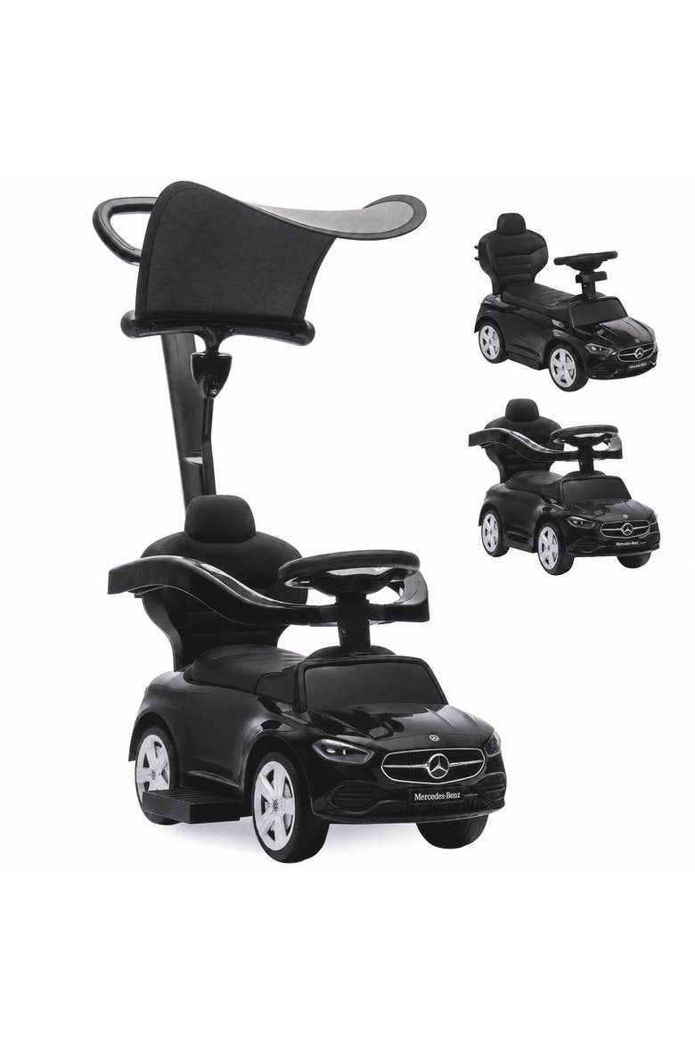 4 in 1 Toddler Push Car, Licensed Mercedes-Benz Ride On Car, Foot to Floor Slider with Parent Push Handle, Main, color, Black