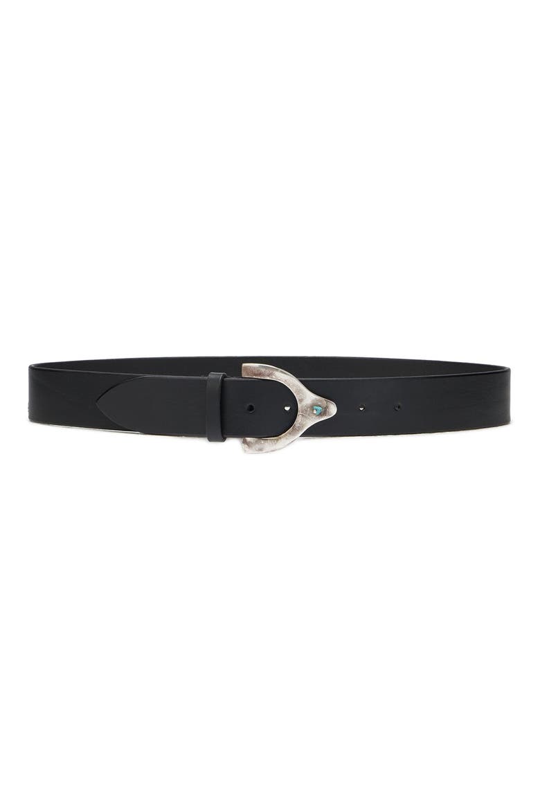 Aged Silver Turquoise Buckle Belt, Main, color, Black