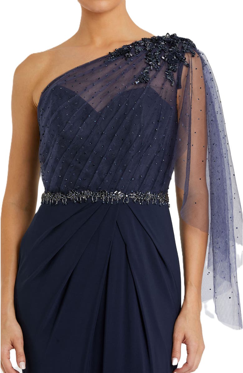 Mac Duggal Embellished One Shoulder Draped Gown, Alternate, color, 