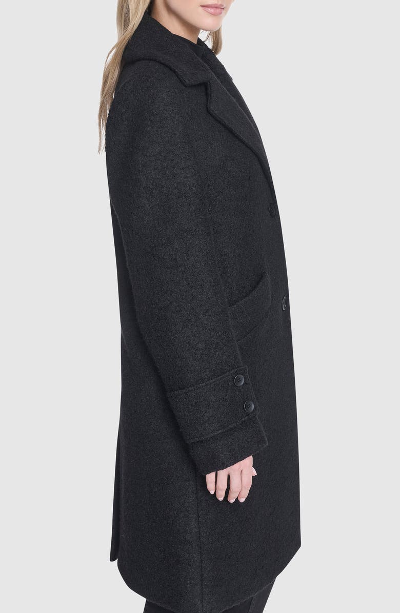 Andrew Marc Regine Pressed Bouclé Wool Blend Coat, Alternate, color, Black