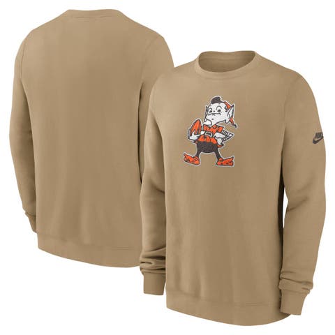 Men's Nike Brown Cleveland Browns Swing Pass Rewind Club Pullover Sweatshirt
