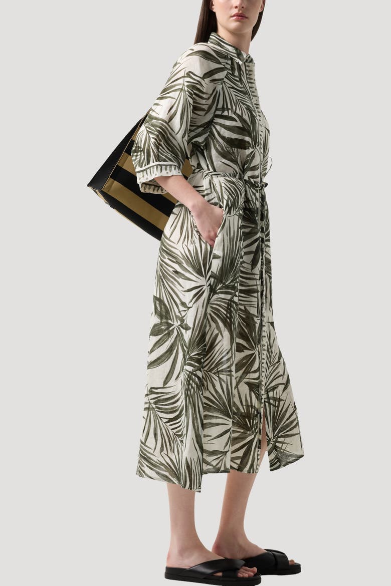Linen Dress Catelyn, Alternate, color, Olive/cream