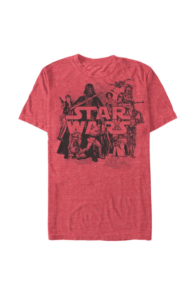 Men's Star Wars Retro Favorites Collage  Graphic T-Shirt, Alternate, color, Red Heather