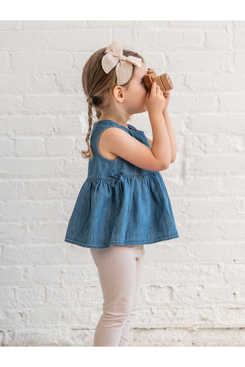 Organic Lana Chambray Ruffle and Bow Tank, Alternate, color, Chambray