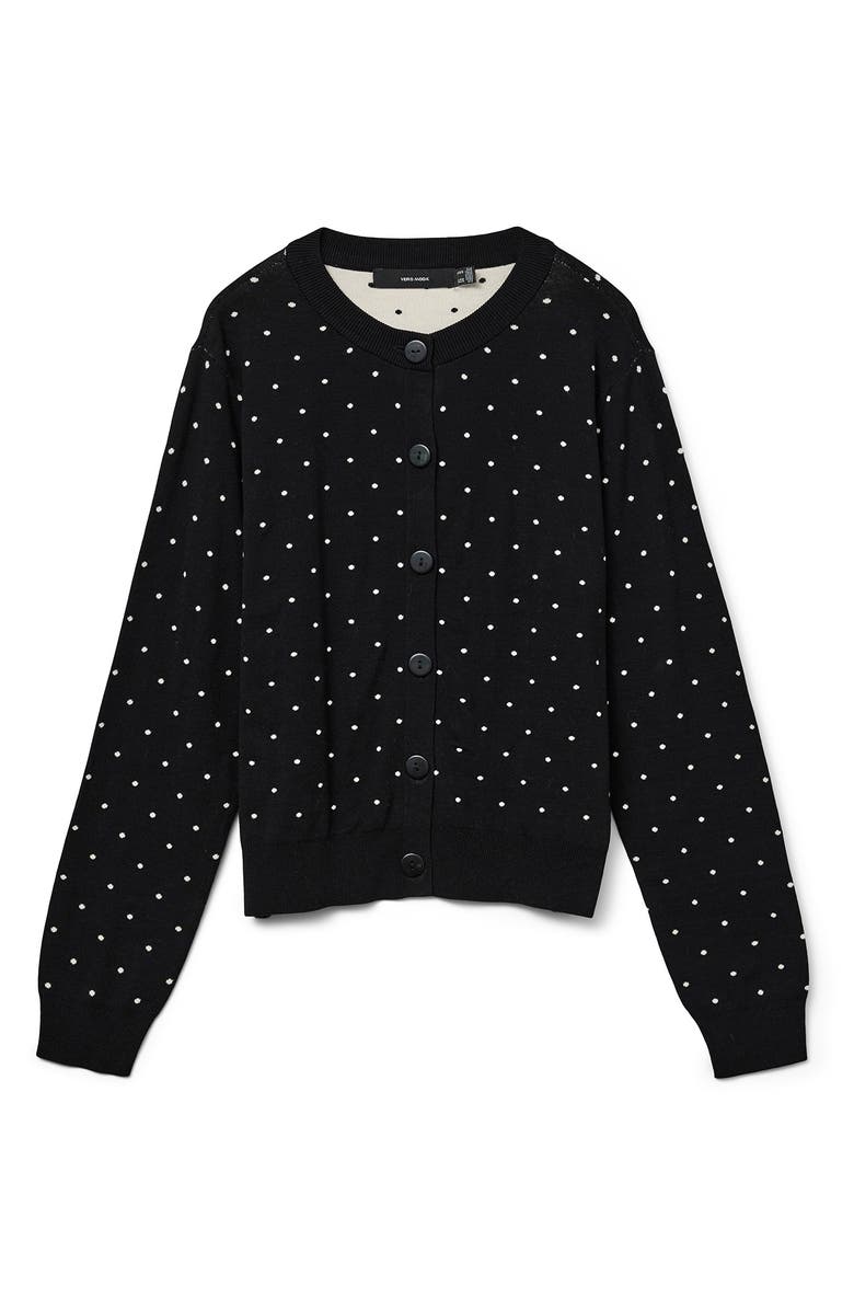 VERO MODA Saba Dot Print Cardigan, Main, color, Black Detail Dots