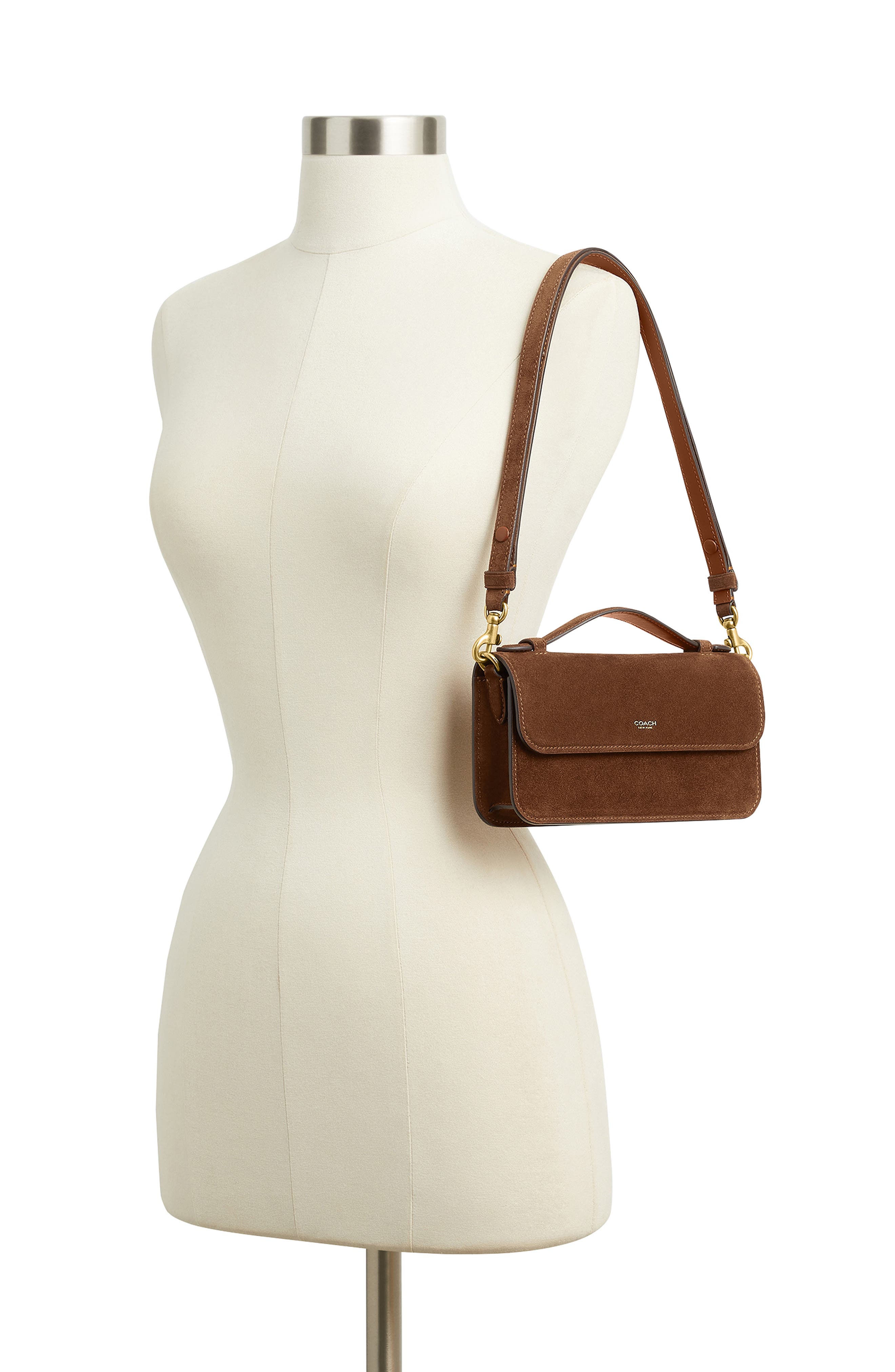 COACH Elora Refined Leather Crossbody Bag, Alternate, color, B4/ Warm Brown