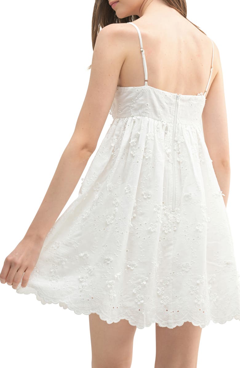 All in Favor Broderie Anglaise Sleeveless Minidress, Alternate, color, White