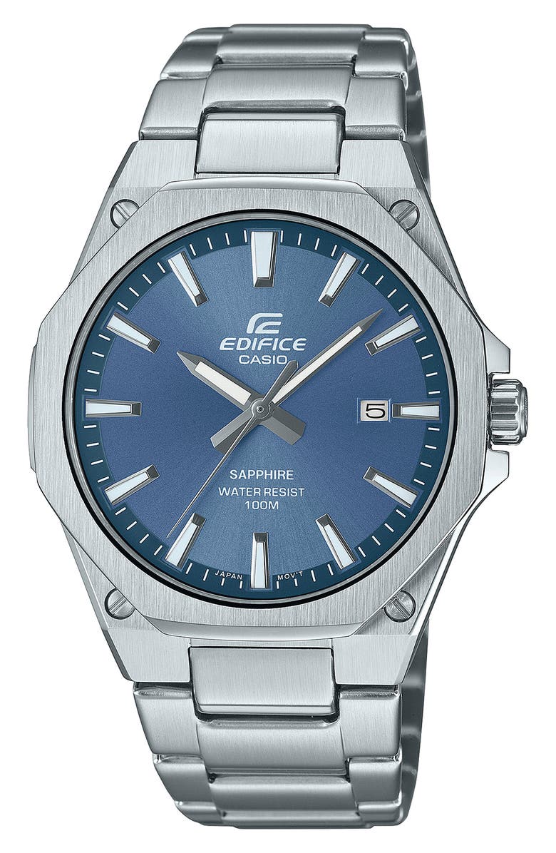 G-SHOCK Edifice Slim Bracelet Watch, 44mm, Main, color, Silver