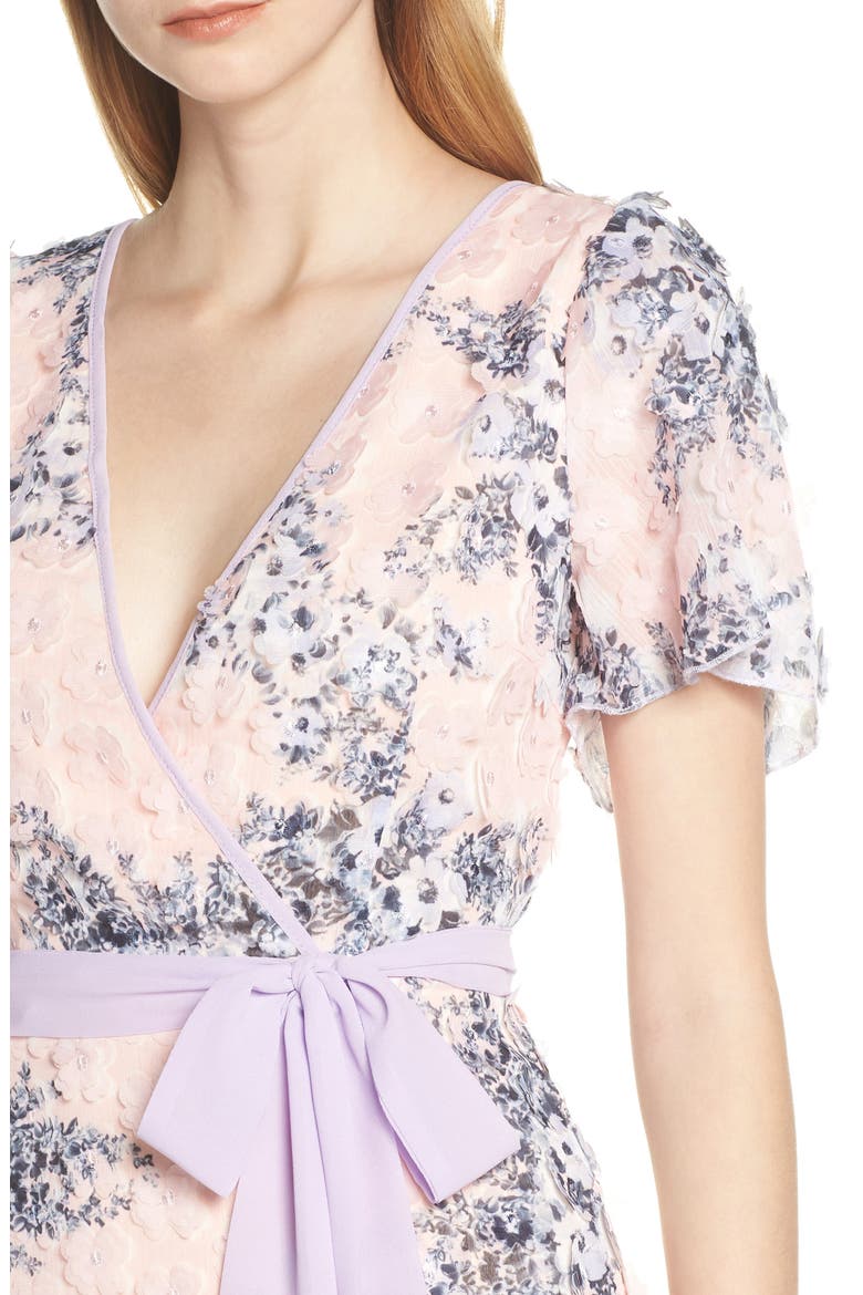 Naima 3D Floral Tea Length Dress, Alternate, color, NAIMA PINK MULTI