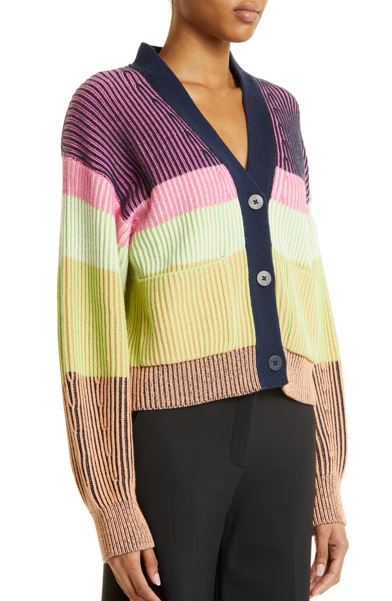 Simkhai Safford Stripe Cotton & Cashmere Cardigan, Alternate, color, 