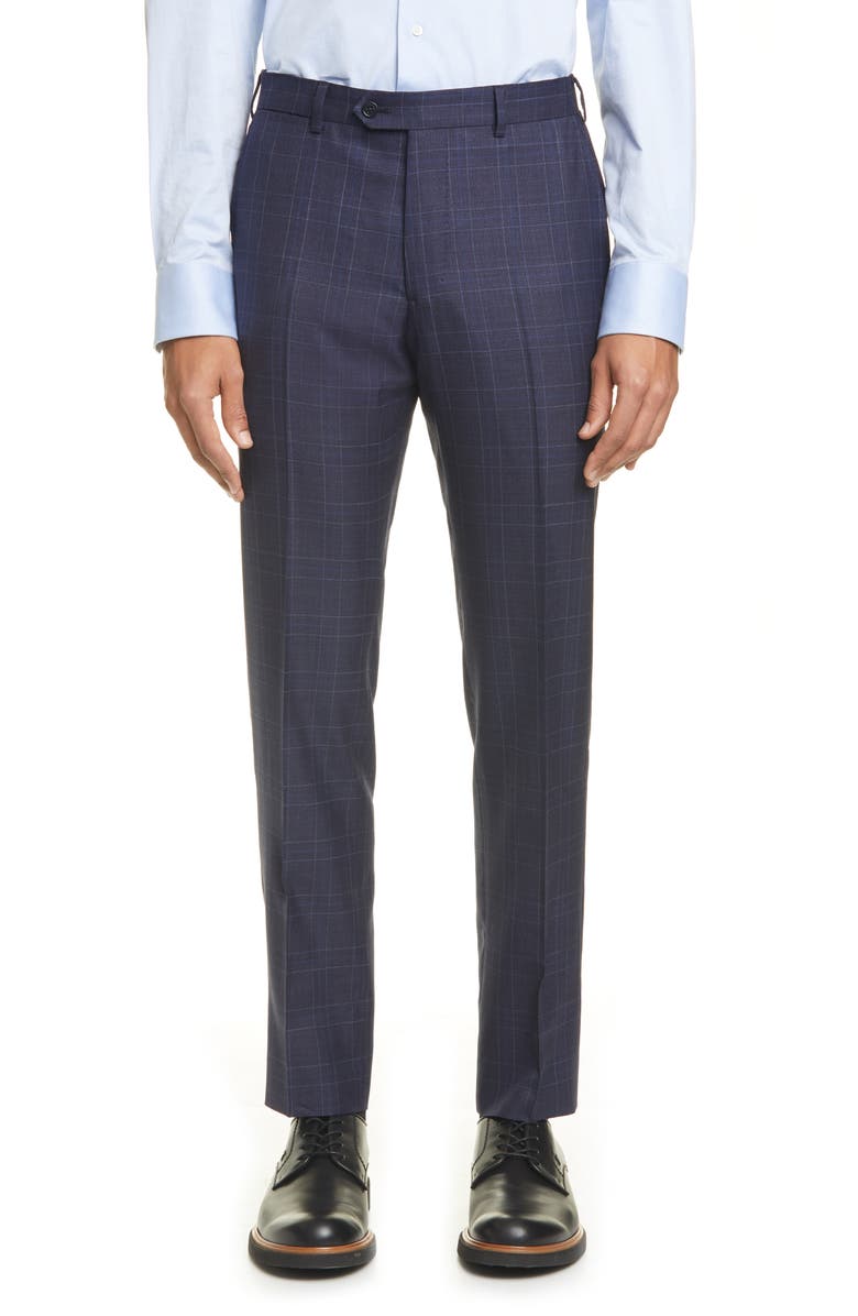 Emporio Armani G Line Trim Fit Plaid Wool Blend Suit, Alternate, color, 