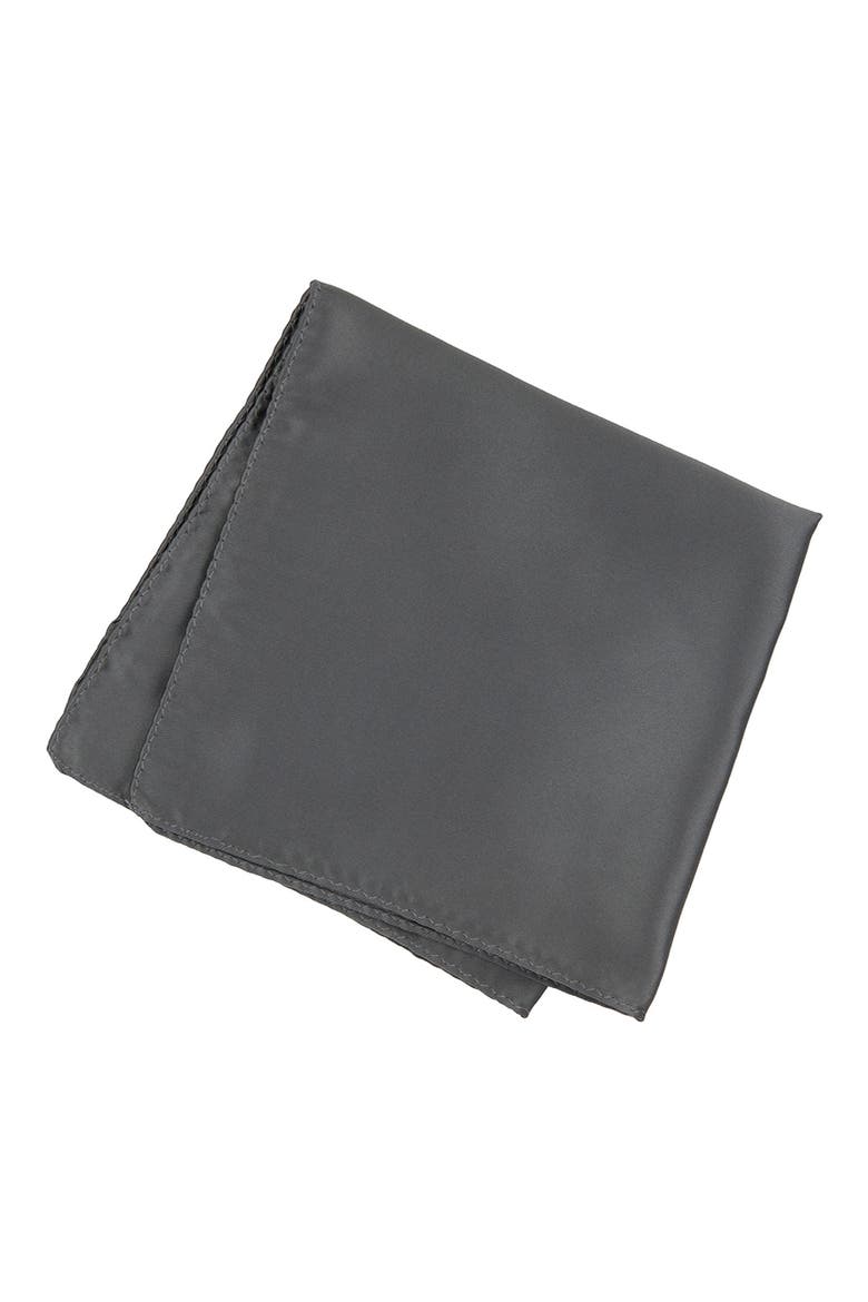 Men's Solid Satin Pocket Square, Main, color, SLATE