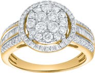 LuvMyJewelry Valencia 0.90 Cts Natural Diamond Halo Cluster 14K Gold Ring