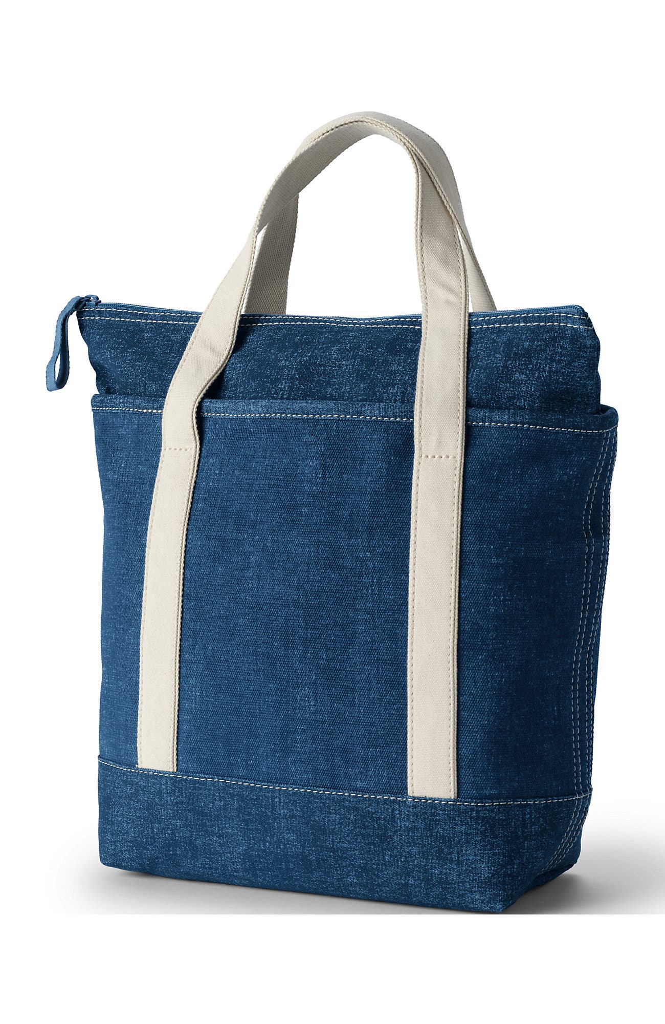 Zip Top Canvas Tote Bag, Alternate, color, Denim Blue