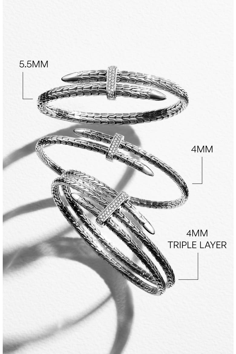 Spear Flex Cuff, Diamonds, 5.5mm, Alternate, color, STERLING SILVER