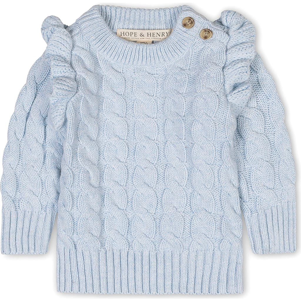 Hope & Henry Organic Long Sleeve Mock Neck Sweater With Ruffle In Blue