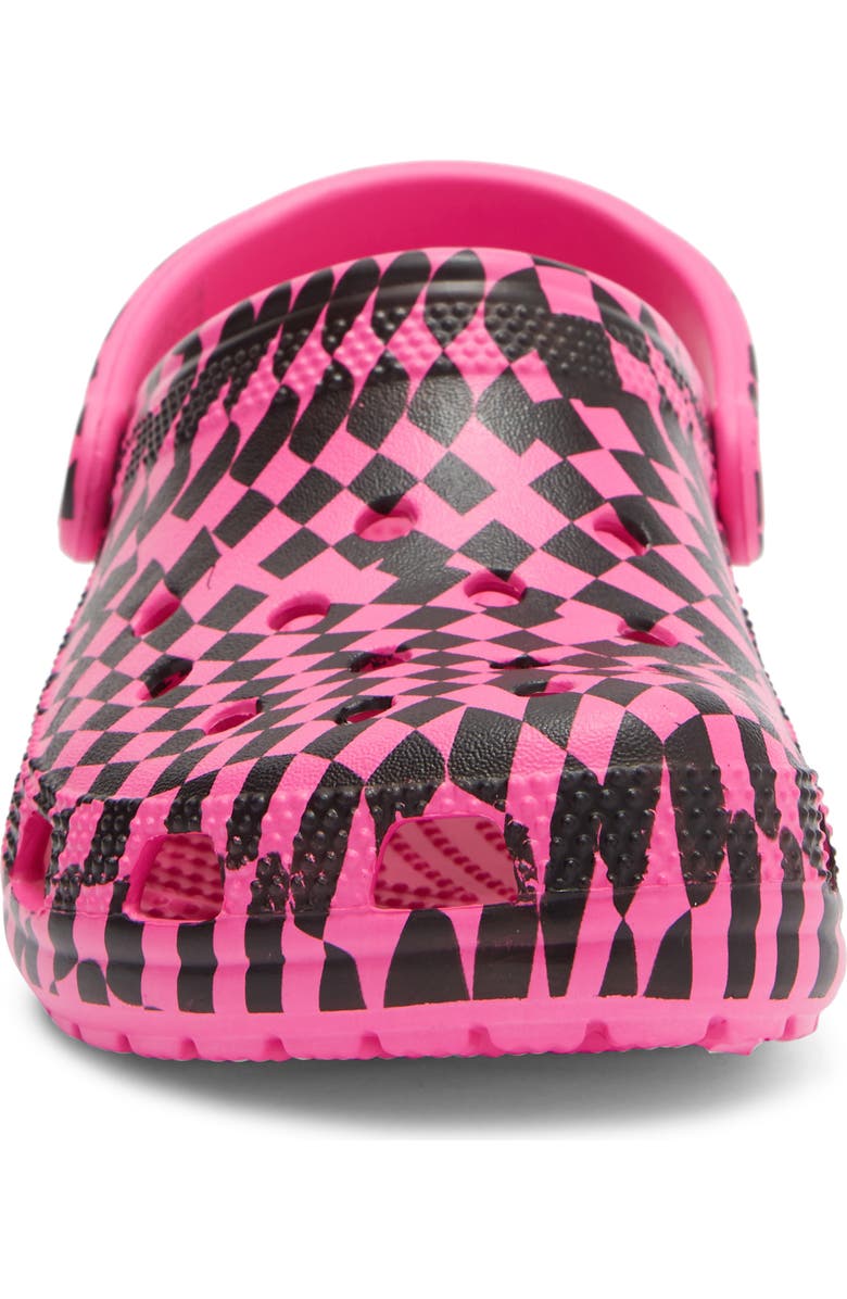 CROCS Classic Warped Checker Clog, Alternate, color, Pink Crush/ Black