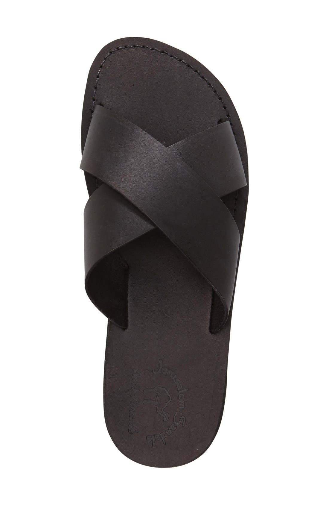 'Elan' Slide Sandal, Alternate, color, BLACK LEATHER