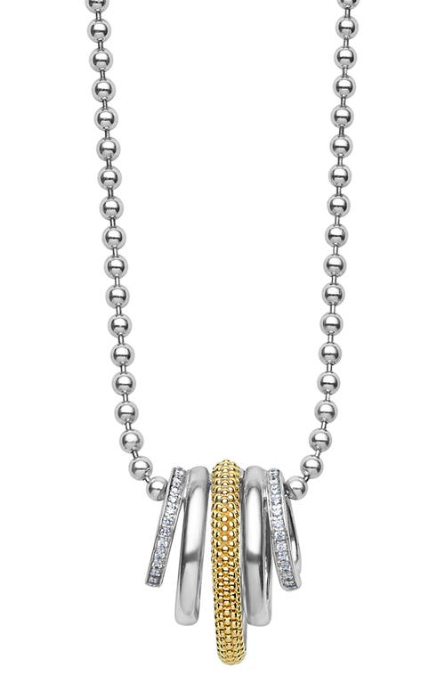 Lagos Caviar Lux Pavé Diamond Pendant Necklace In Two-tone