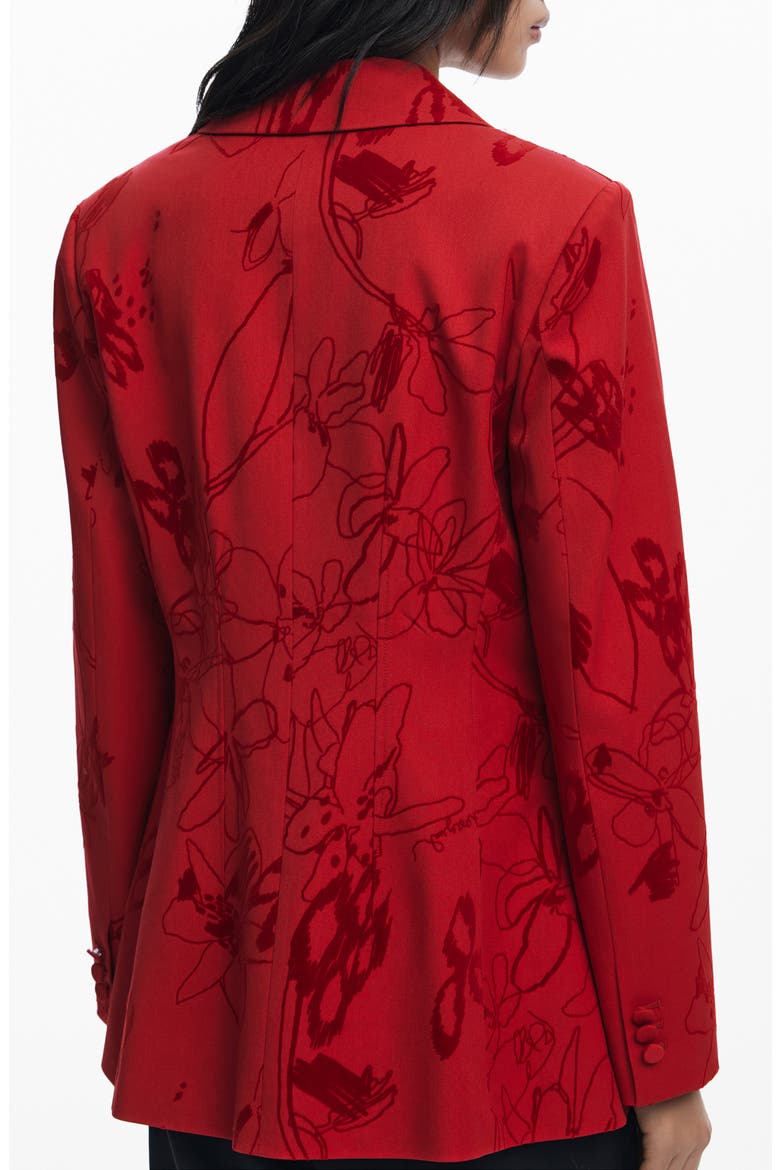 Tonal Floral Blazer, Alternate, color, ORANGE RED