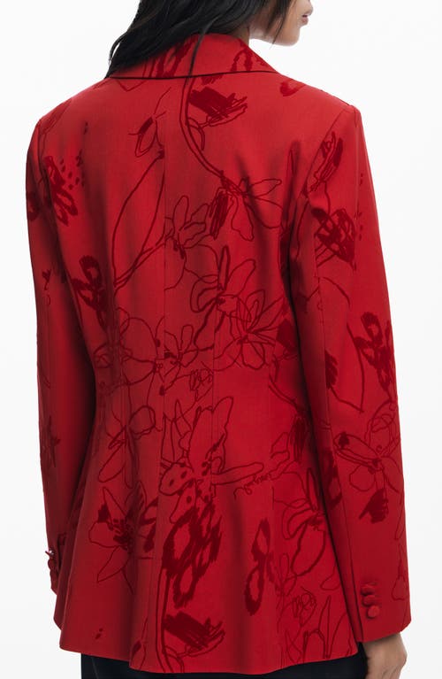 Desigual Tonal Floral Blazer In Red