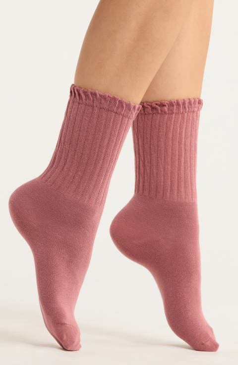 Joanna Ruffle Trim Crew Socks
