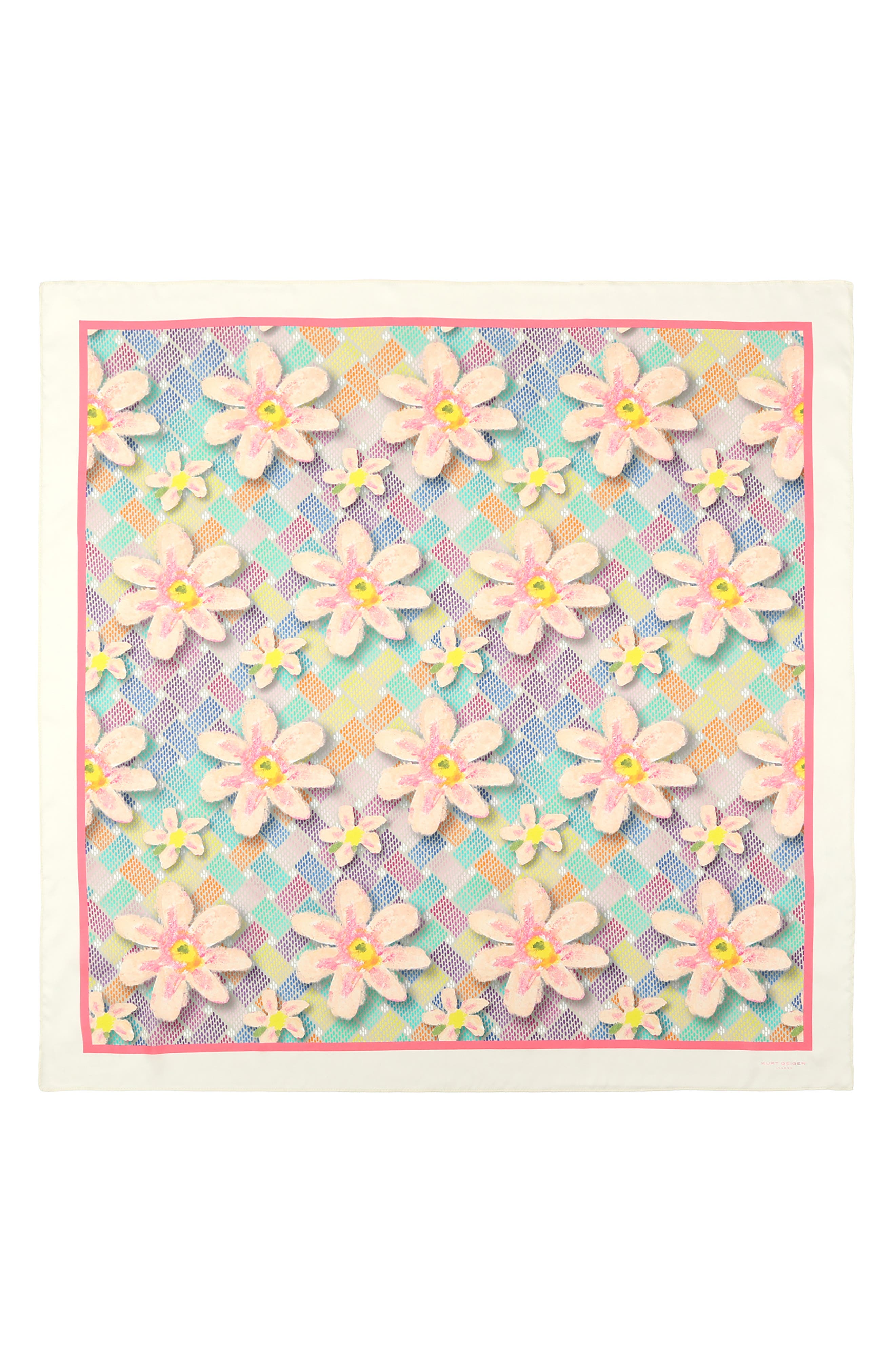 Floral Monogram Silk Large Square Scarf