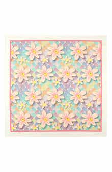 Floral Monogram Silk Large Square Scarf