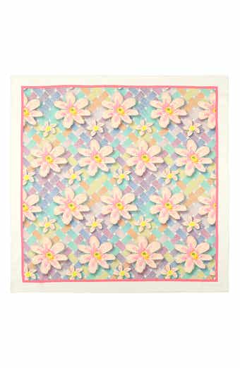 Floral Monogram Silk Large Square Scarf