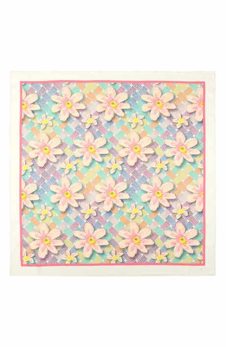 Floral Monogram Silk Large Square Scarf