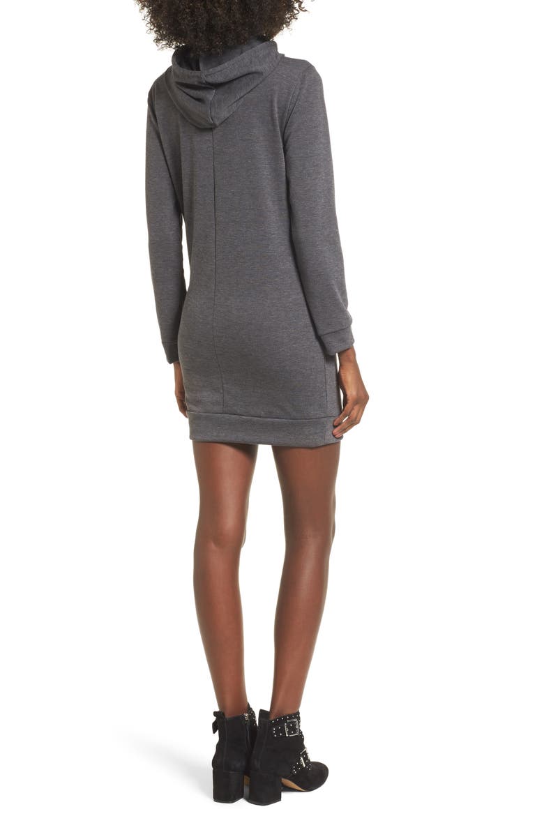 Lace Up Hoodie Dress, Alternate, color, CHARCOAL