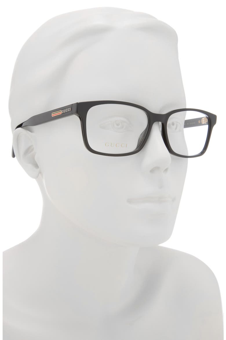 55mm Square Optical Frames, Alternate, color, BLACK BLACK TRANSPARENT