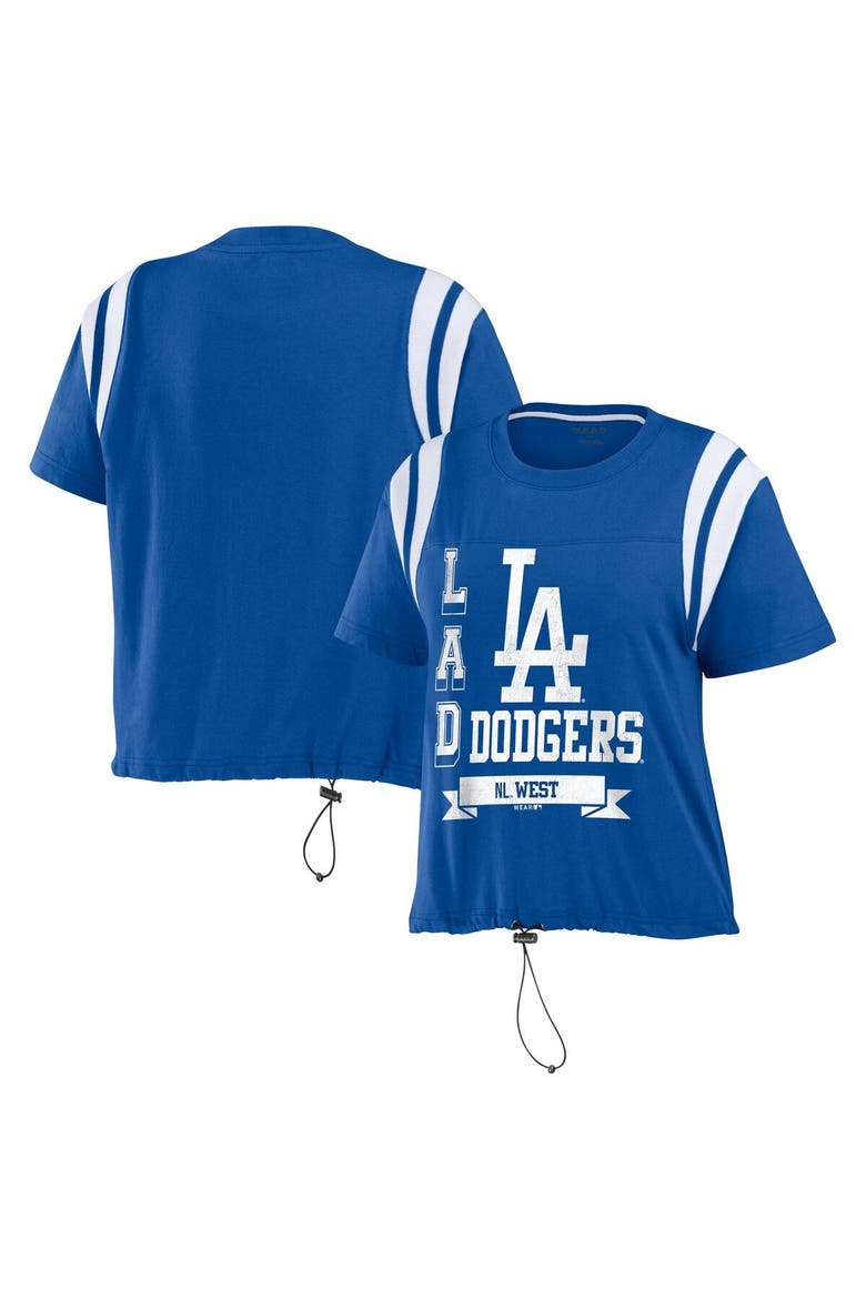 Women's WEAR by Erin Andrews Royal Los Angeles Dodgers Cinched Colorblock T-Shirt, Main, color, Royal
