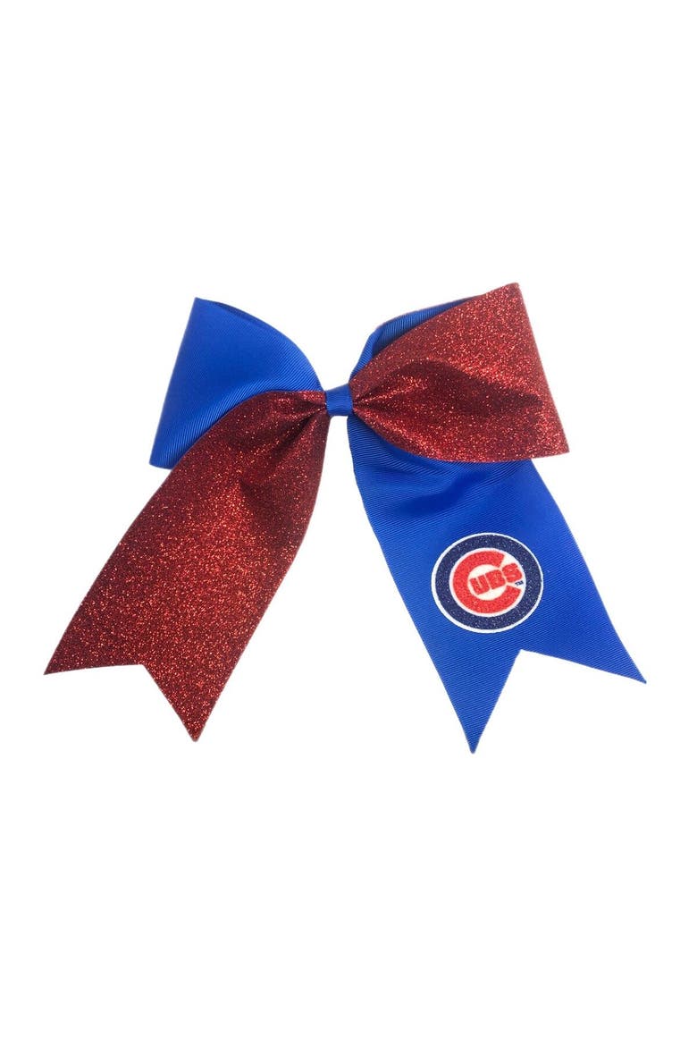 Chicago Cubs Jumbo Glitter Bow with Ponytail Holder, Main, color, Blue