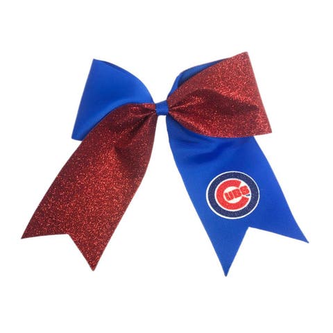 Chicago Cubs Jumbo Glitter Bow with Ponytail Holder