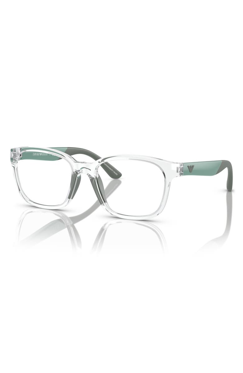 Emporio Armani 49mm Pillow Optical Glasses, Alternate, color, Shiny Crystal / Demo Lens