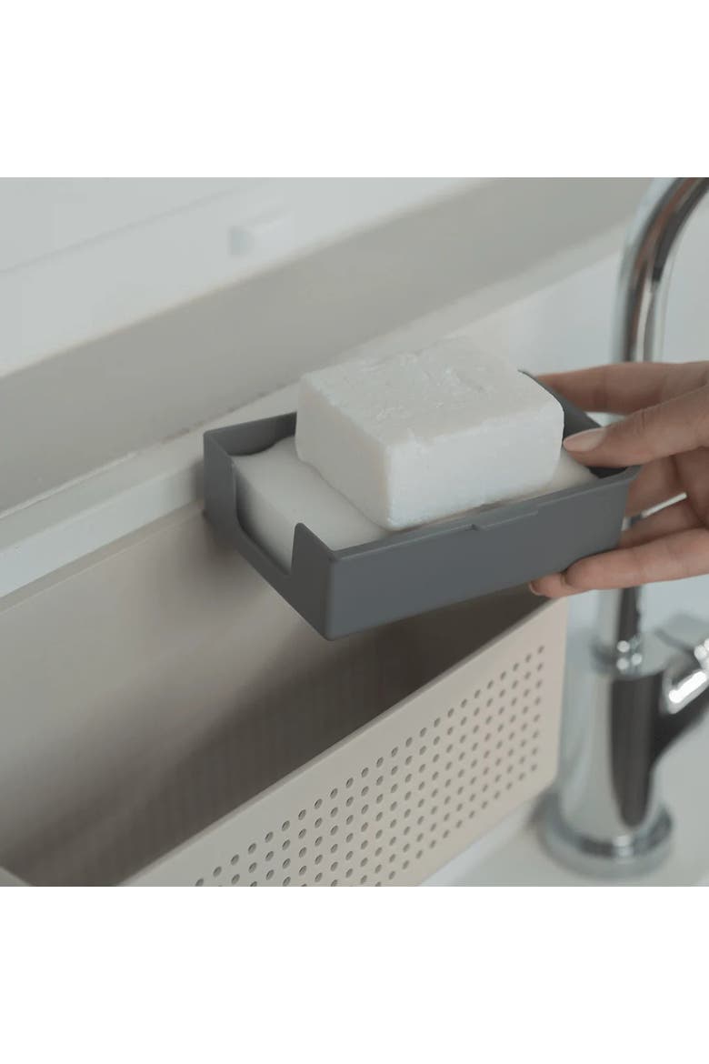 Compact Wall Mounted Sink Organizer Set with Removable Sponge Tray, Ergonomic Scrub Brush, Versatile Kitchen Storage, Alternate, color, Beige