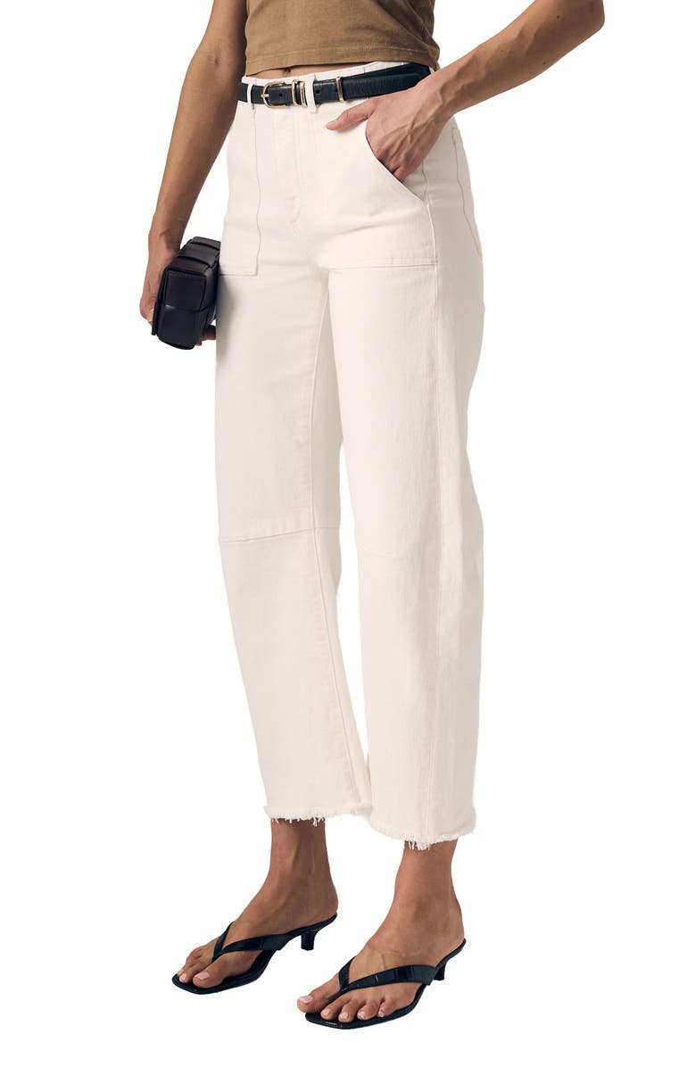 LE JEAN Utility Barrel Leg Jeans, Alternate, color, White