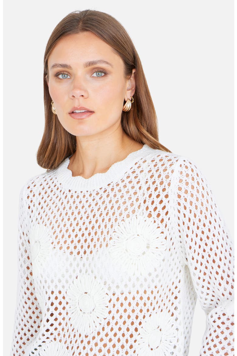 Flower Crochet Jumper, Alternate, color, White