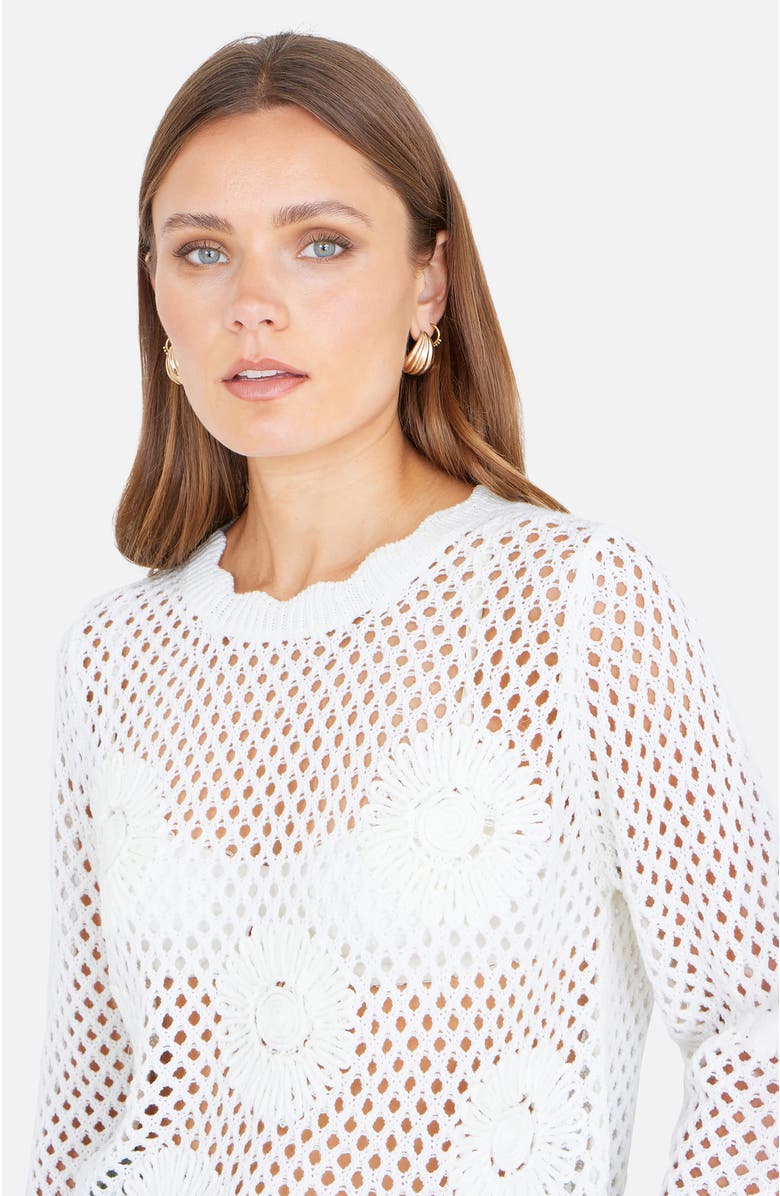 Yumi Flower Crochet Jumper, Alternate, color, White