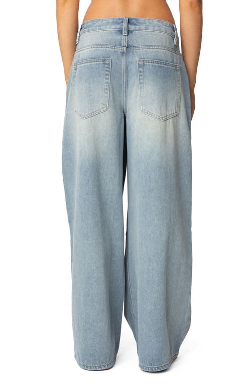 Shop Edikted Rad Low Rise Wide Leg Jeans In Light-blue