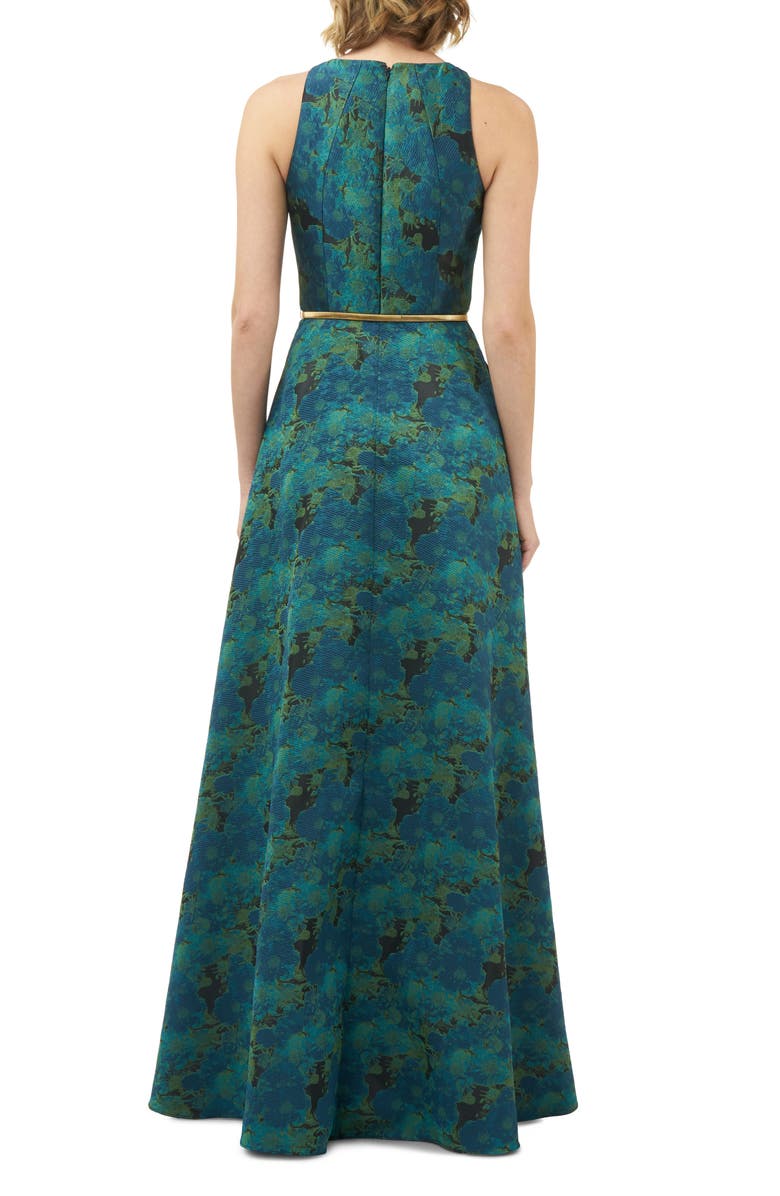 Kay Unger Floral Jacquard Evening Gown, Alternate, color, 