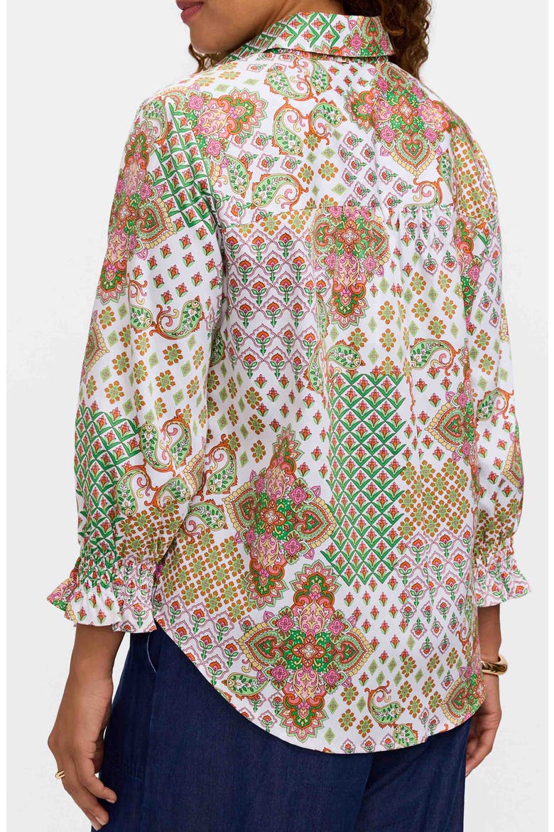 Olivia Patchwork Print Button-Up Shirt, Alternate, color, GREEN MULTI